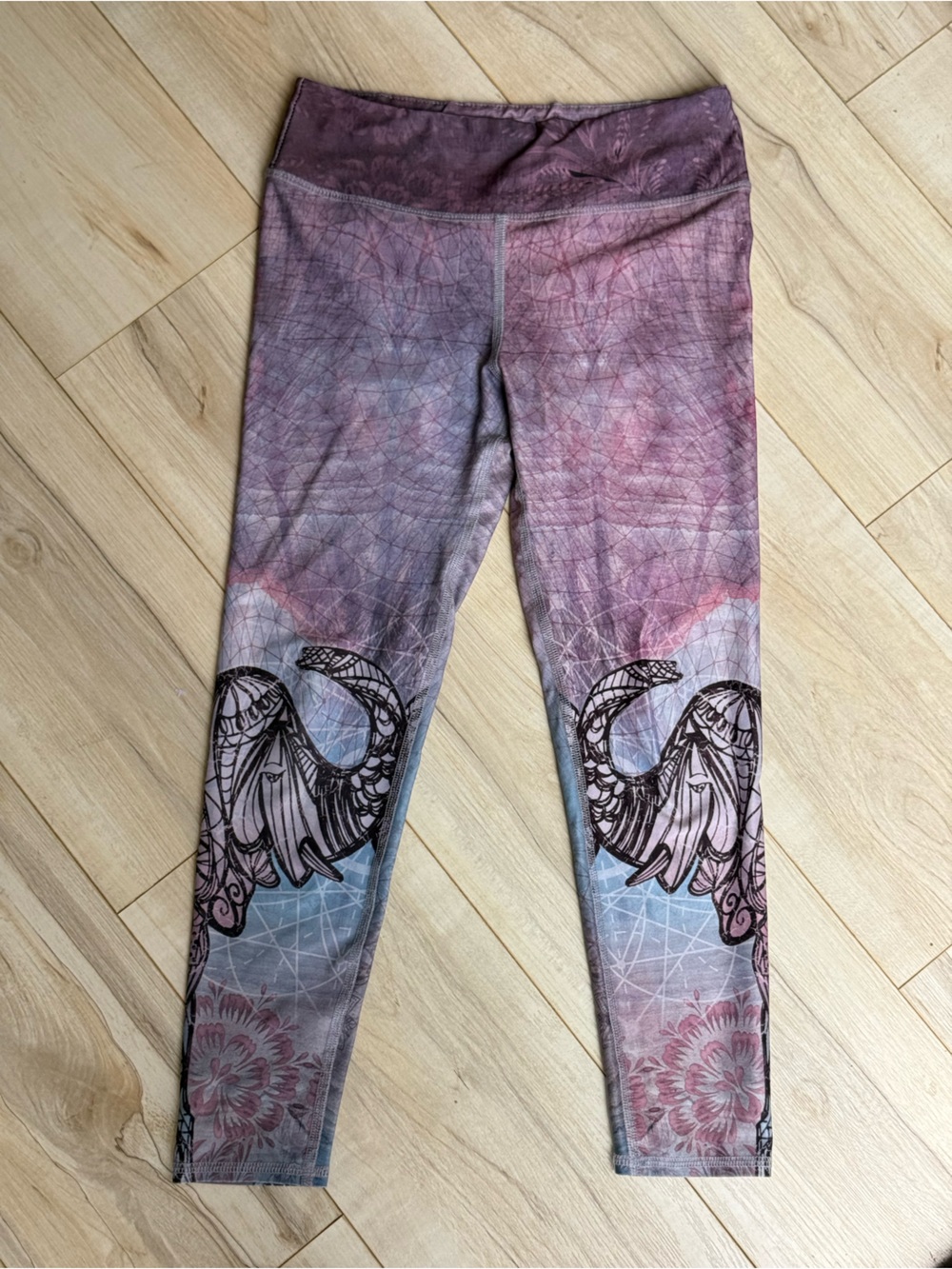 Purple Blue Elephant Grid Leggings